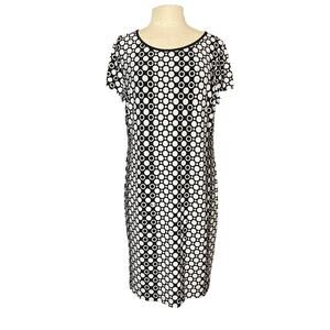 EUC like NEW! Chico's Black and White Polka Dot Midi Dress, Large/Chico’s size 2